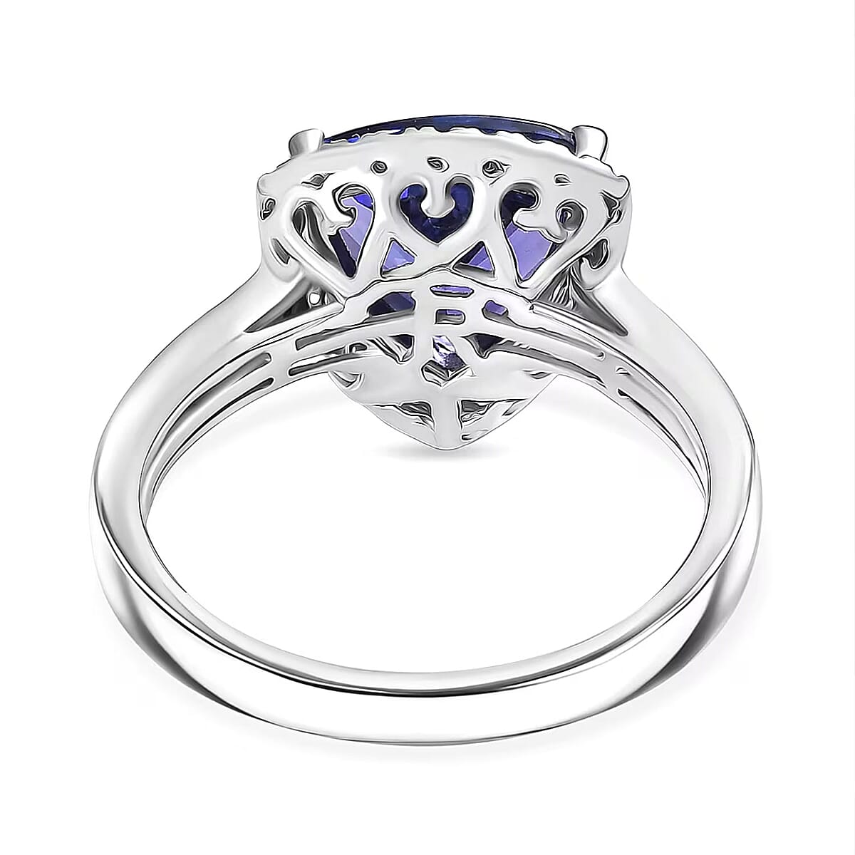 Certified & Appraised Rhapsody AAAA Tanzanite and E-F VS Diamond 4.22 ctw Ring in 950 Platinum (Size 5.5) 7.57 Grams image number 6