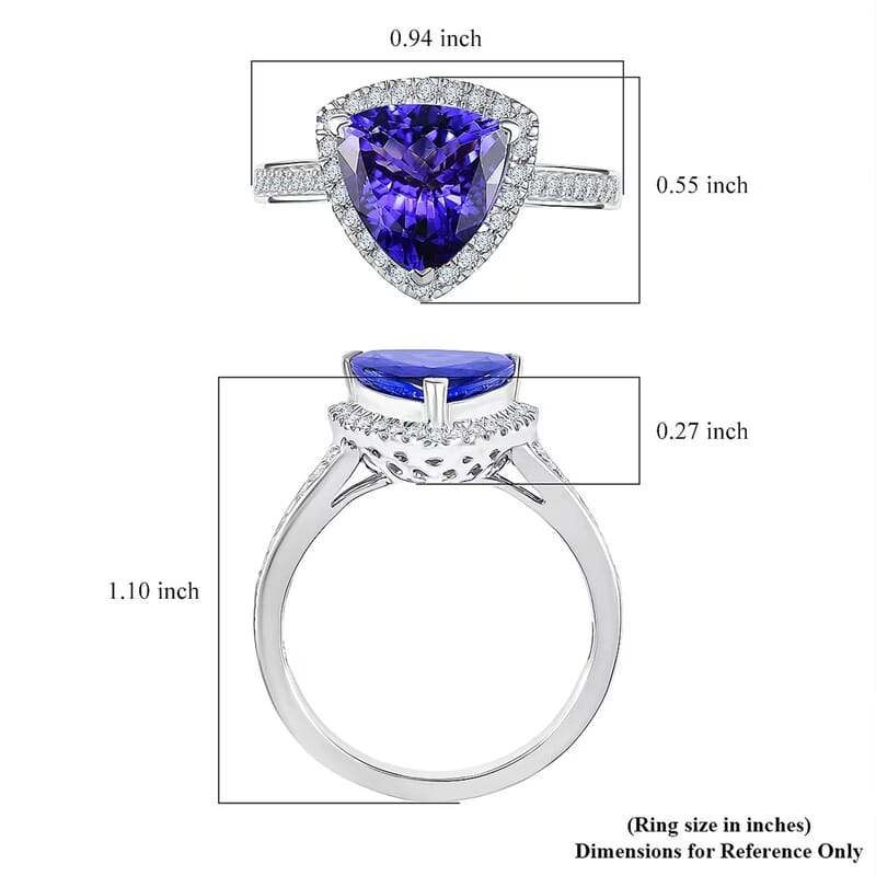 Certified & Appraised Rhapsody AAAA Tanzanite and E-F VS Diamond 4.22 ctw Ring in 950 Platinum (Size 6.0) 7.57 Grams