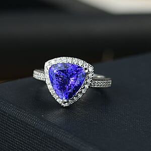 Certified & Appraised Rhapsody AAAA Tanzanite and E-F VS Diamond 4.22 ctw Ring in 950 Platinum (Size 7.0) 7.57 Grams (Del. in 10-12 Days)
