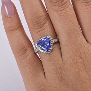 Certified & Appraised Rhapsody AAAA Tanzanite and E-F VS Diamond 4.22 ctw Ring in 950 Platinum (Size 7.0) 7.57 Grams (Del. in 10-12 Days)