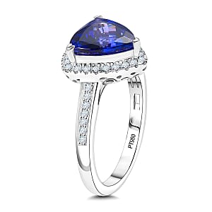Certified & Appraised Rhapsody AAAA Tanzanite and E-F VS Diamond 4.22 ctw Ring in 950 Platinum (Size 7.0) 7.57 Grams (Del. in 10-12 Days)