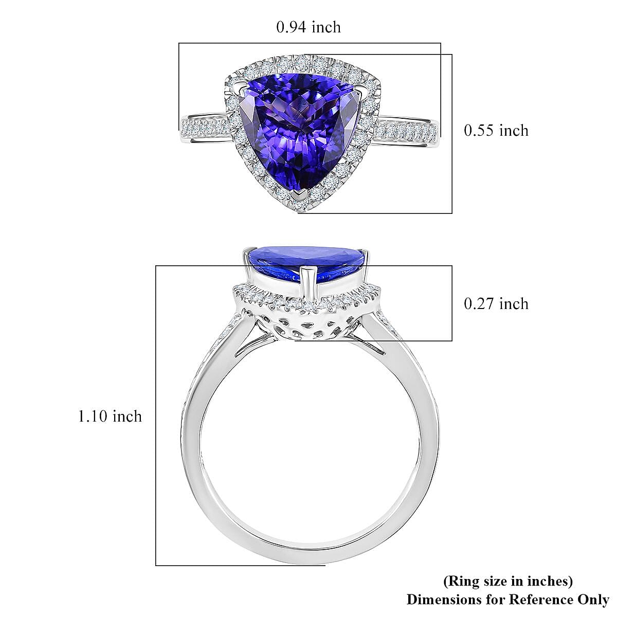 Certified & Appraised Rhapsody AAAA Tanzanite and E-F VS Diamond 4.22 ctw Ring in 950 Platinum (Size 7.0) 7.57 Grams image number 5