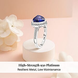Certified & Appraised Rhapsody AAAA Tanzanite and E-F VS Diamond 4.22 ctw Ring in 950 Platinum (Size 9.0) 7.57 Grams