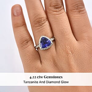 Certified & Appraised Rhapsody AAAA Tanzanite and E-F VS Diamond 4.22 ctw Ring in 950 Platinum (Size 9.5) 7.57 Grams