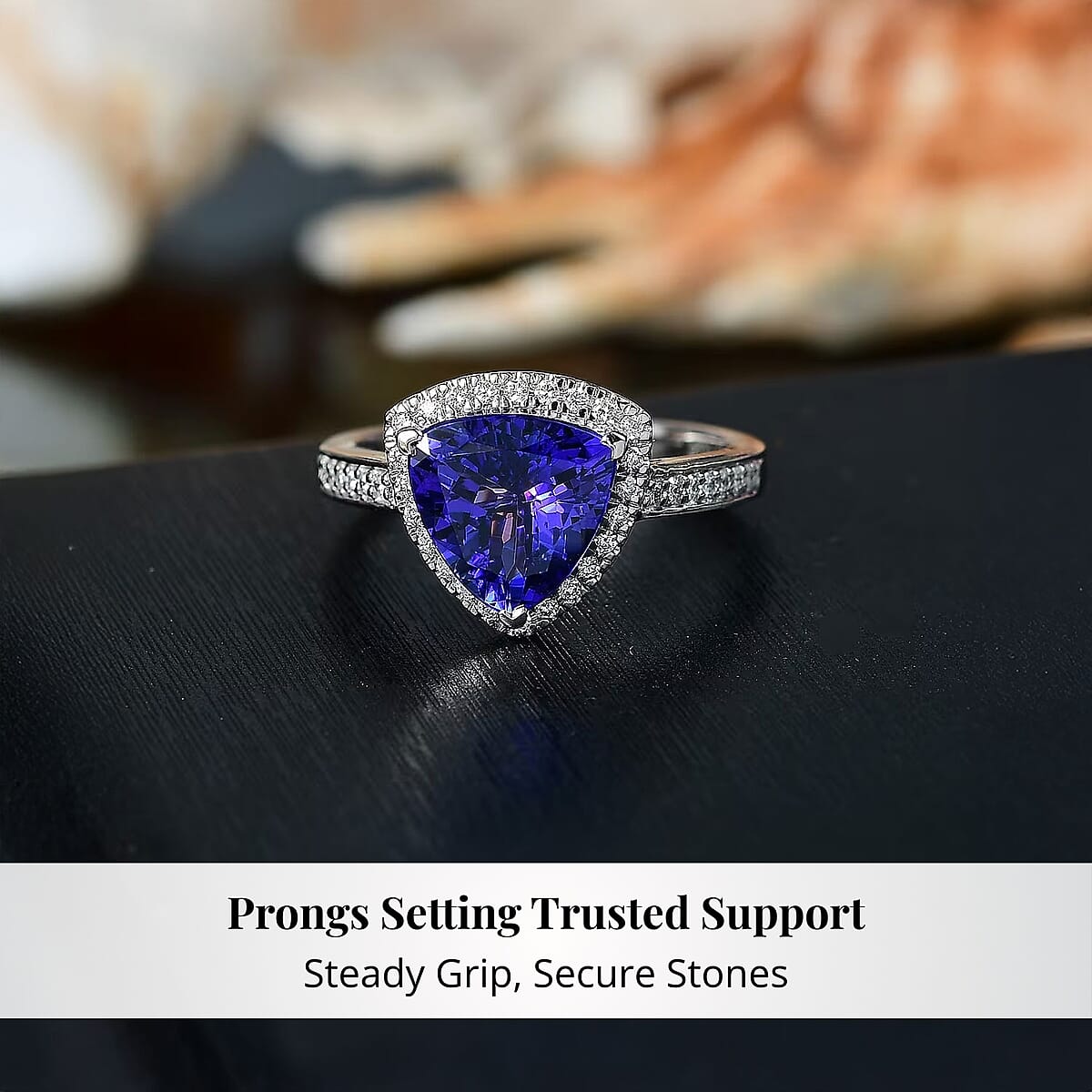 Certified & Appraised Rhapsody AAAA Tanzanite and E-F VS Diamond 4.22 ctw Ring in 950 Platinum (Size 9.5) 7.57 Grams image number 3