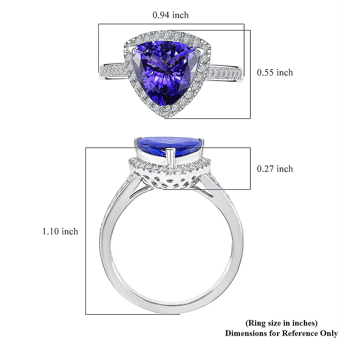 Certified & Appraised Rhapsody AAAA Tanzanite and E-F VS Diamond 4.22 ctw Ring in 950 Platinum (Size 9.5) 7.57 Grams image number 5