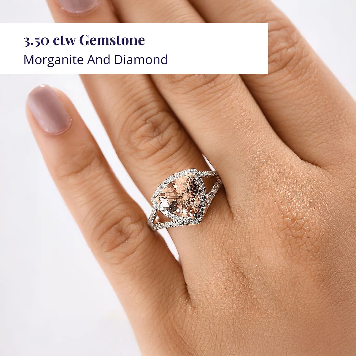 Certified & Appraised Luxoro AAA Marropino Morganite and G-H I2 Diamond 3.50 ctw Ring in 10K Rose Gold (Size 6.0) 4.20 Grams (Del. in 10-15 Days)  image number 1