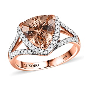 Certified & Appraised Luxoro AAA Marropino Morganite and G-H I2 Diamond 3.50 ctw Ring in 10K Rose Gold (Size 7.0) 4.20 Grams (Del. in 10-15 Days) 
