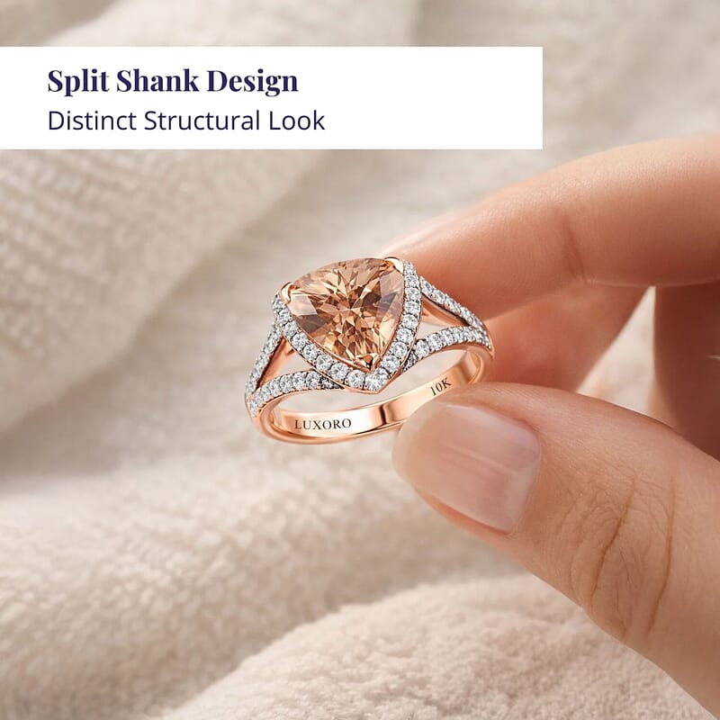 Certified & Appraised Luxoro AAA Marropino Morganite and G-H I2 Diamond 3.50 ctw Ring in 10K Rose Gold (Size 7.0) 4.20 Grams