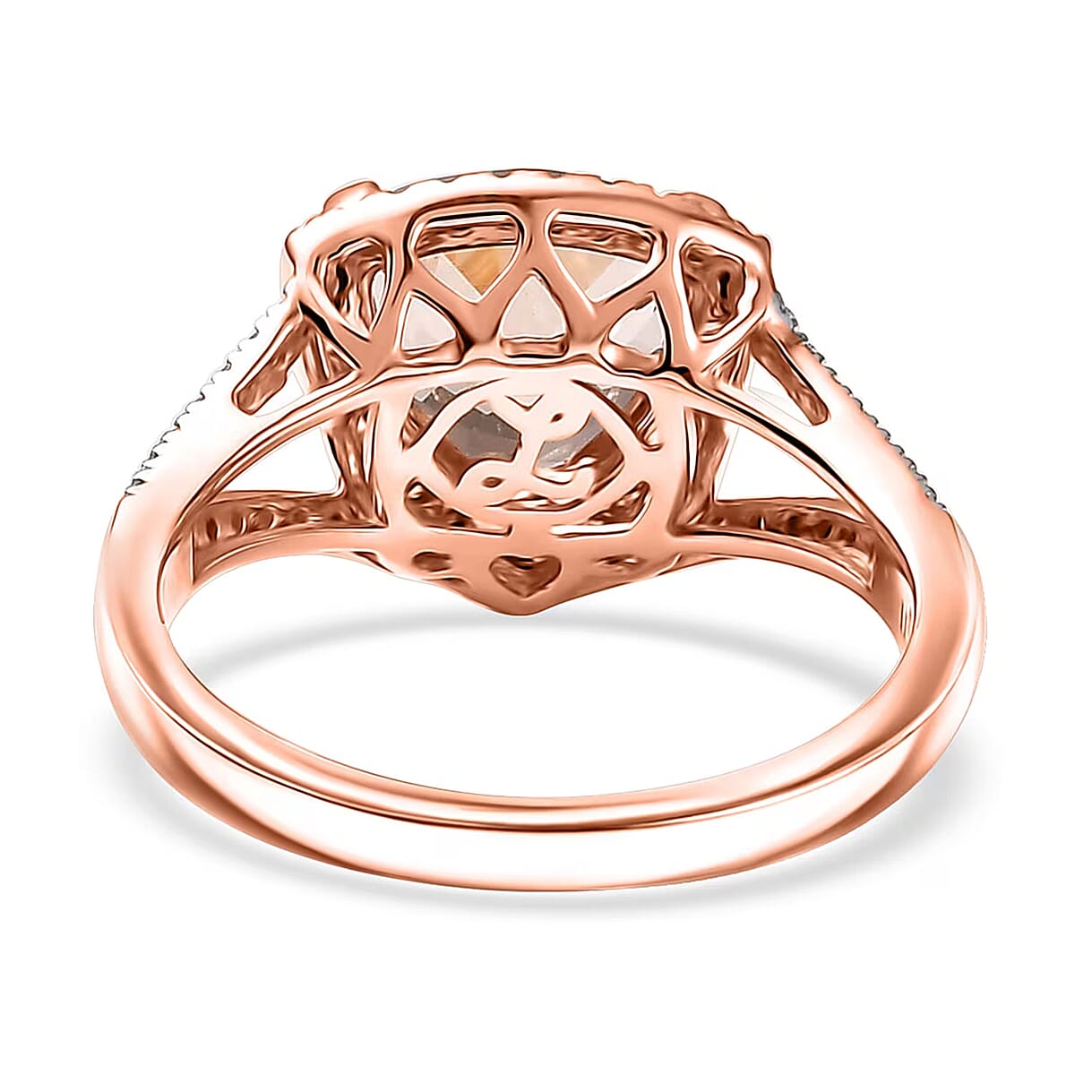 Certified & Appraised Luxoro AAA Marropino Morganite and G-H I2 Diamond 3.50 ctw Ring in 10K Rose Gold (Size 7.0) 4.20 Grams (Del. in 10-15 Days)  image number 5