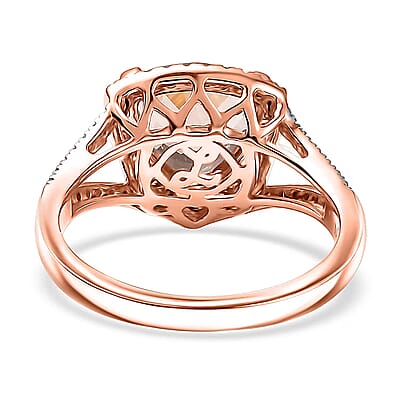 Certified & Appraised Luxoro AAA Marropino Morganite and G-H I2 Diamond 3.50 ctw Ring in 10K Rose Gold (Size 7.0) 4.20 Grams