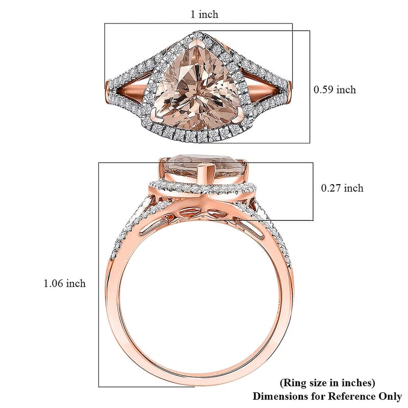 Certified & Appraised Luxoro AAA Marropino Morganite and G-H I2 Diamond 3.50 ctw Ring in 10K Rose Gold (Size 7.0) 4.20 Grams