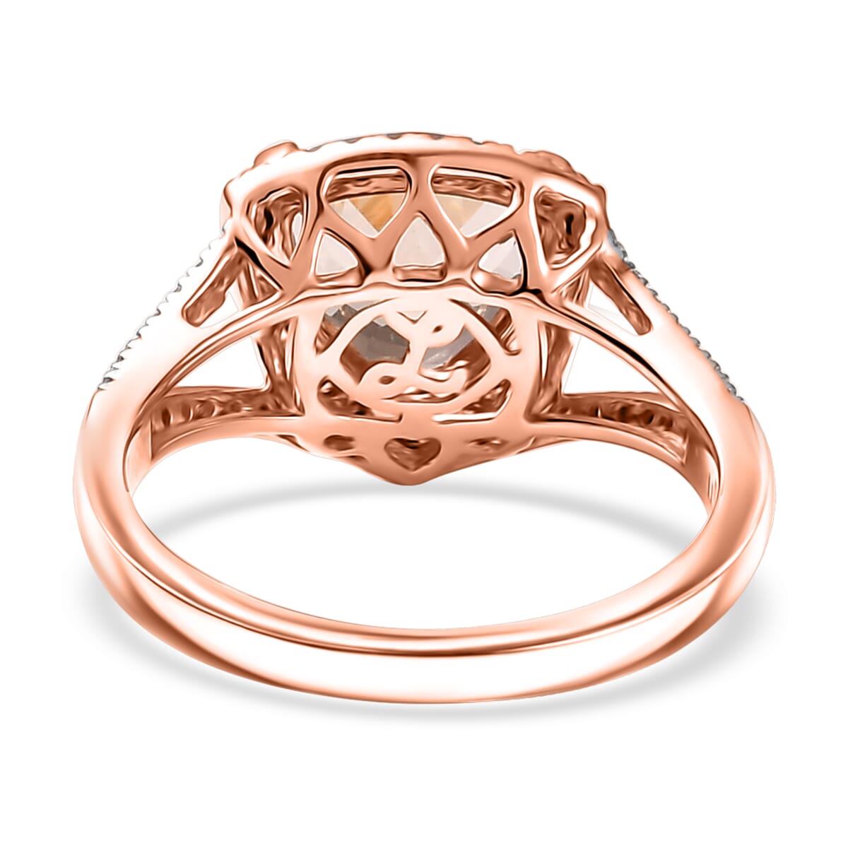 Certified & Appraised Luxoro AAA Marropino Morganite and G-H I2 Diamond 3.50 ctw Ring in 10K Rose Gold (Size 10.0) 4.20 Grams (Del. in 10-15 Days)  image number 3