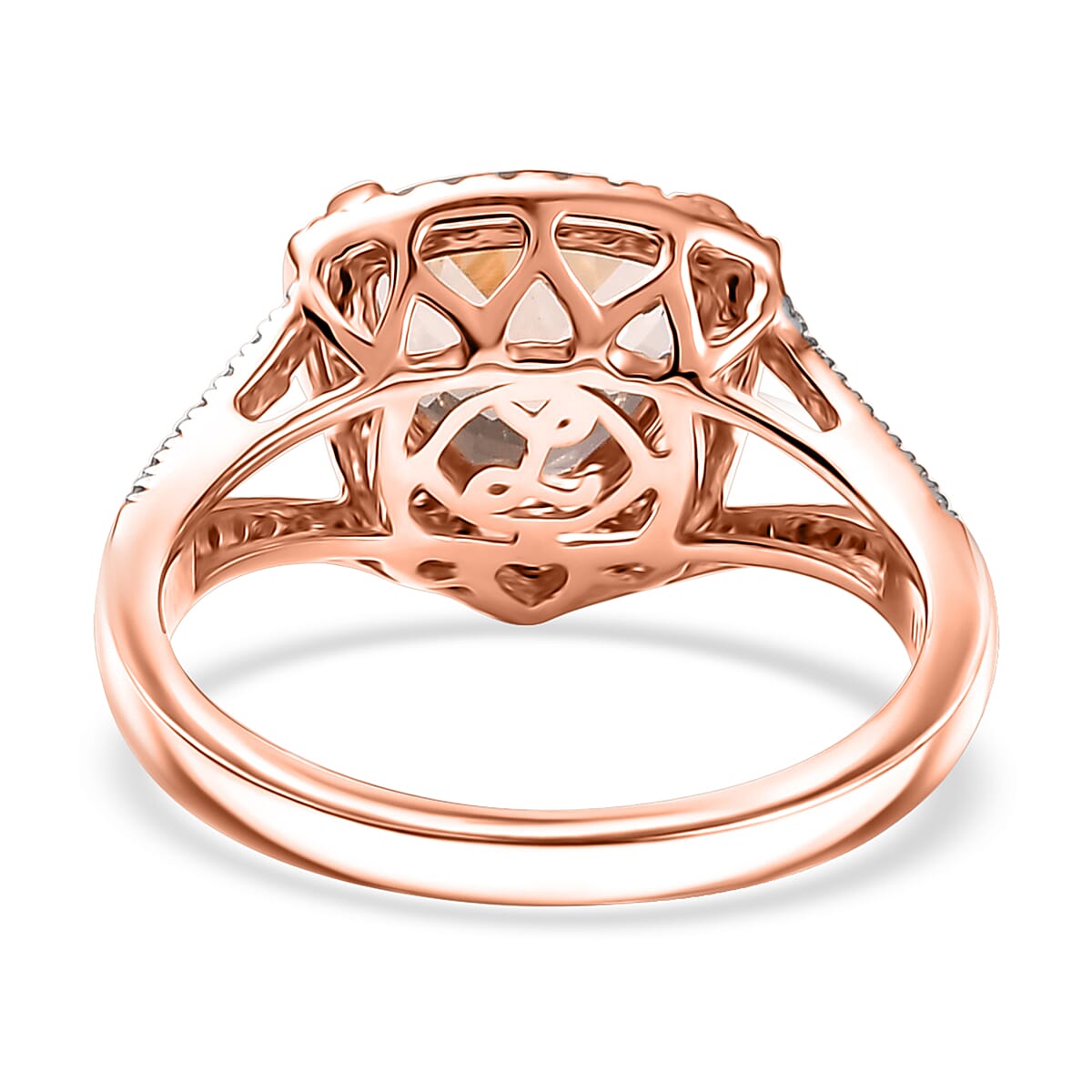 Certified & Appraised Luxoro AAA Marropino Morganite and G-H I2 Diamond 3.50 ctw Ring in 10K Rose Gold (Size 9.0) 4.20 Grams (Del. in 10-15 Days)  image number 3