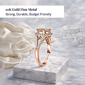 Certified & Appraised Luxoro AAA Marropino Morganite and G-H I2 Diamond 3.50 ctw Ring in 10K Rose Gold (Size 10.0) 4.20 Grams (Del. in 10-15 Days) 