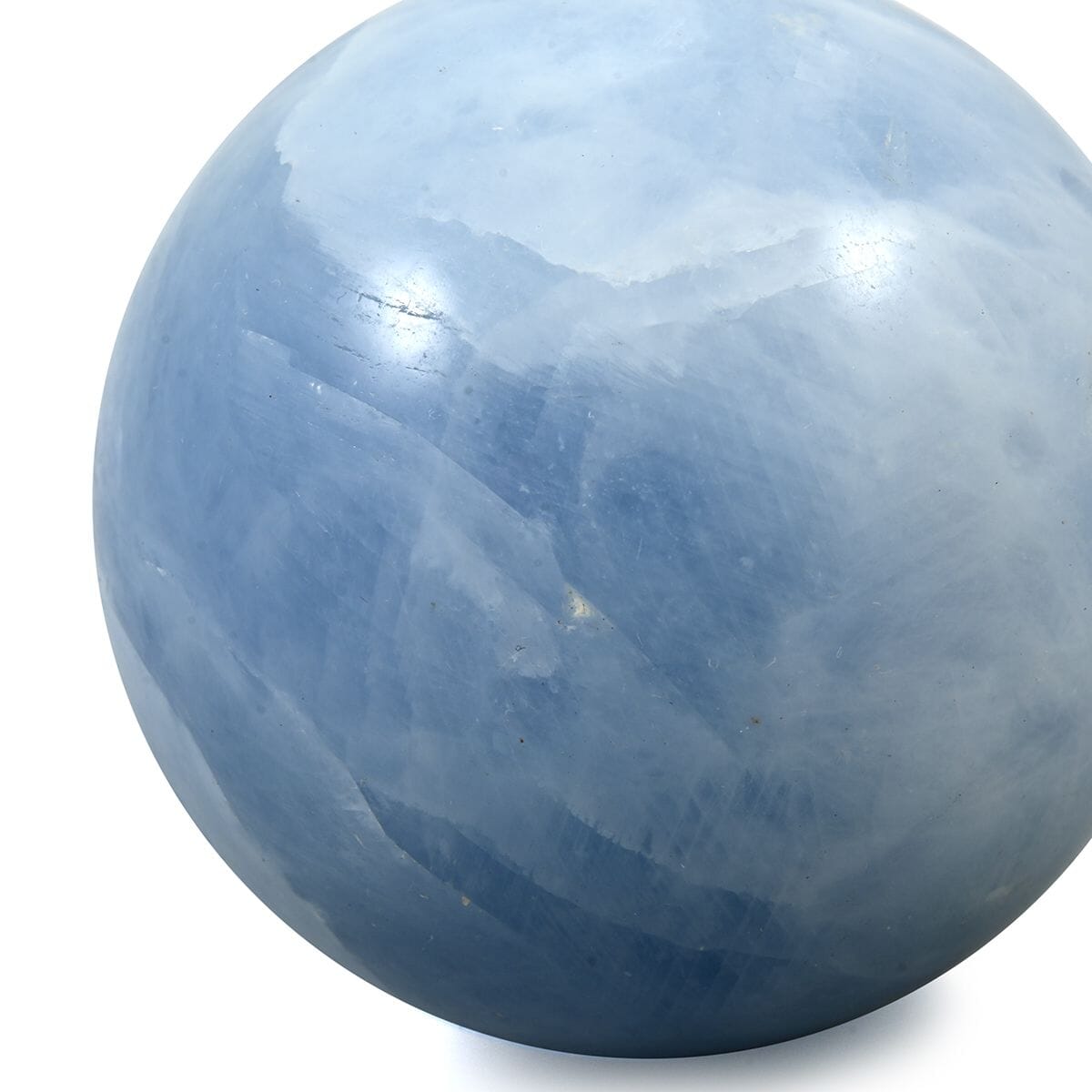Calcite Blue Sphere -M Approx 907ctw with Free Wood Stand 10 image number 2