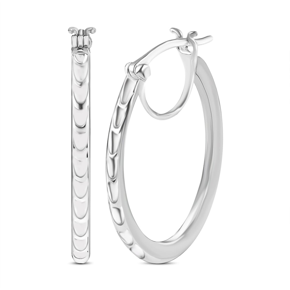 Hoop Earrings in 10K White Gold 3 Grams image number 0