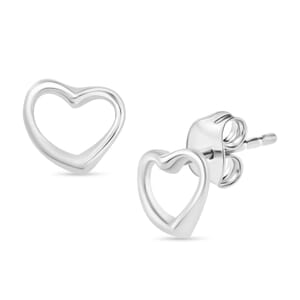 Heart Stud Earrings in 10K White Gold 1 Grams