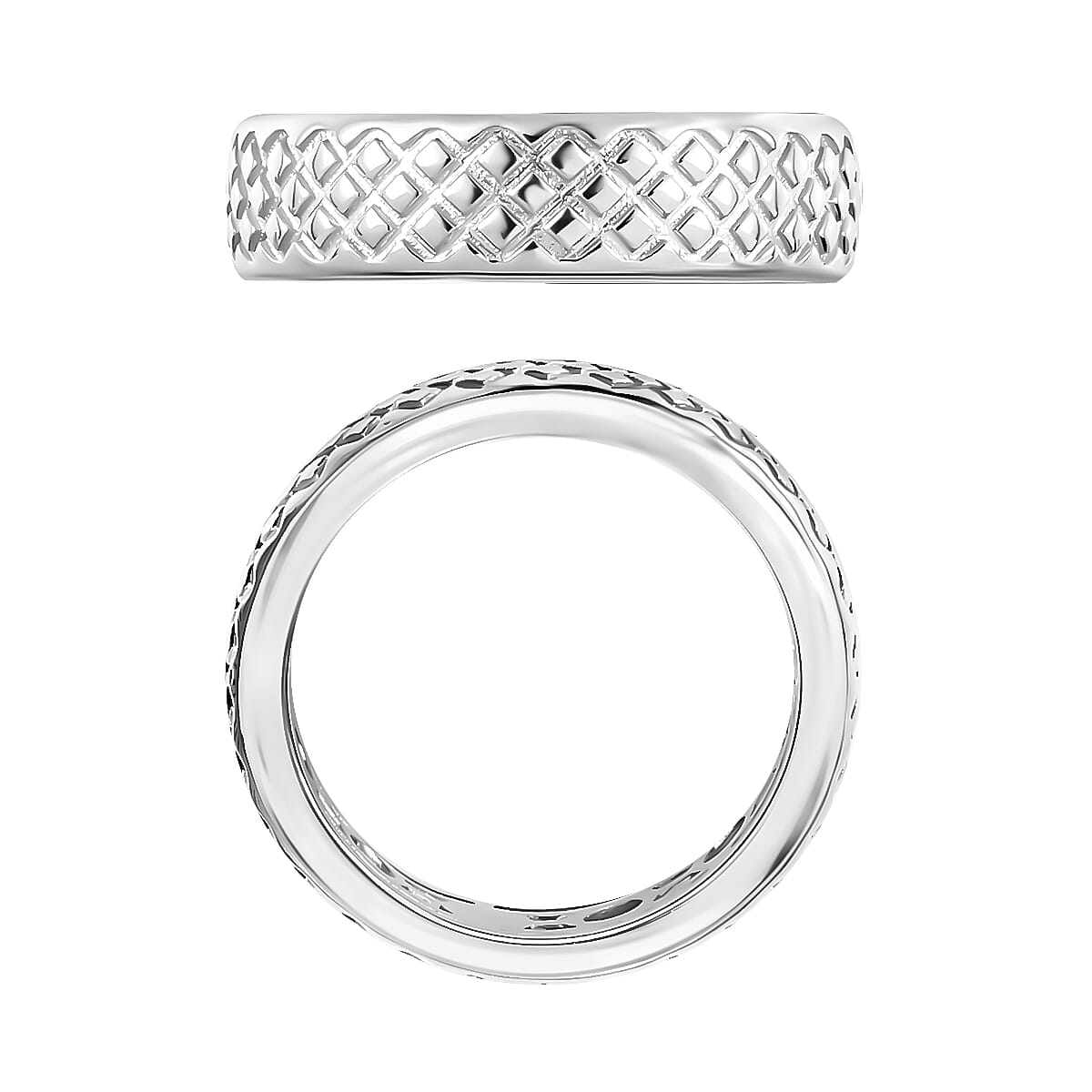 D'Joy Diamond-cut Band Ring in 10K White Gold (Size 10.5) 5.5 Grams