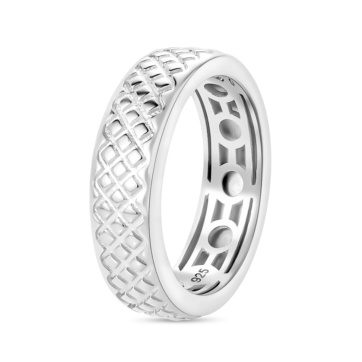 Diamond-cut Band Ring in 10K White Gold (Size 4.5) 5.50 Grams image number 2