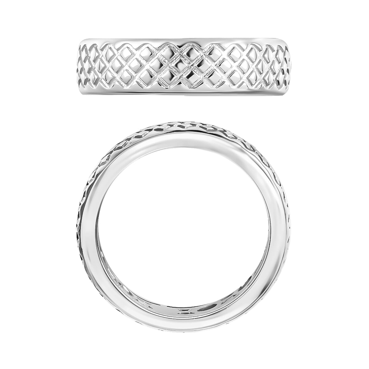 Diamond-cut Band Ring in 10K White Gold (Size 4.5) 5.50 Grams image number 3