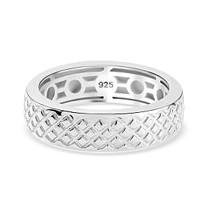 Luxoro Diamond-cut Band Ring in 10K White Gold (Size 8.0) 5.50 Grams