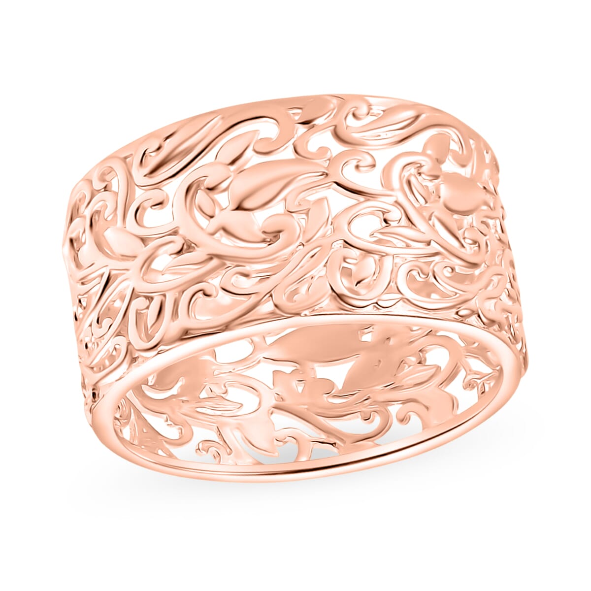 Filigree Band Ring in 18K Vermeil Rose Gold Over Sterling Silver (Size 10.0) 3 Grams image number 0