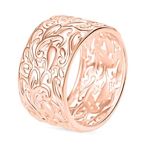 D'Joy Filigree Band Ring in 18K Vermeil Rose Gold Over Sterling Silver (Size 10.0) 3 Grams (Del. in 10-12 Days)