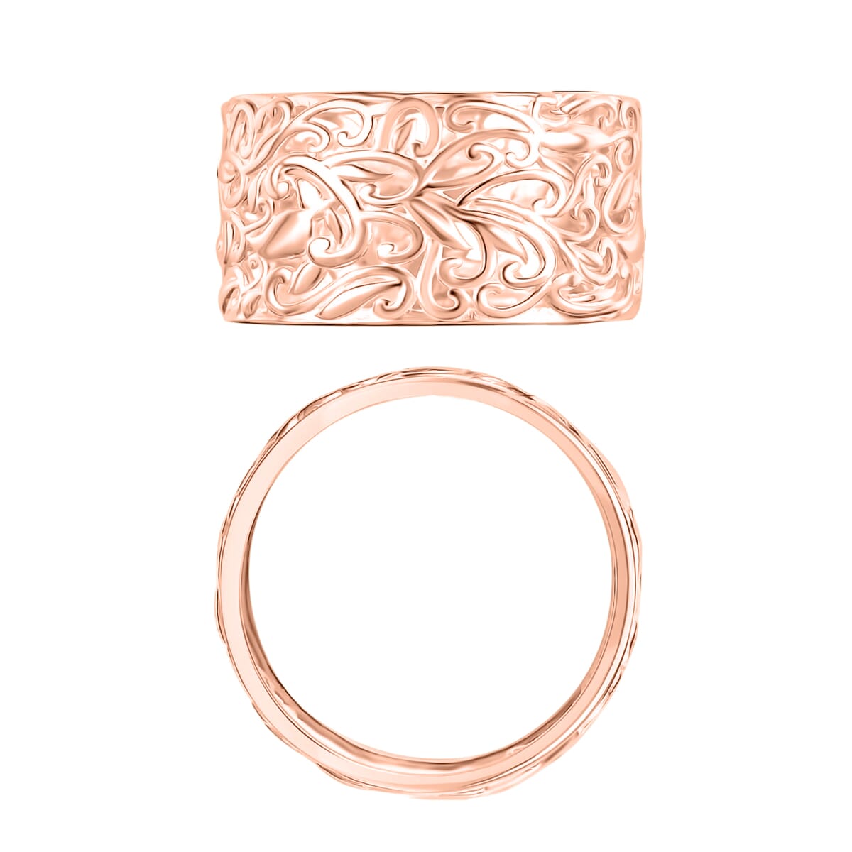 Filigree Band Ring in 18K Vermeil Rose Gold Over Sterling Silver (Size 10.0) 3 Grams image number 3