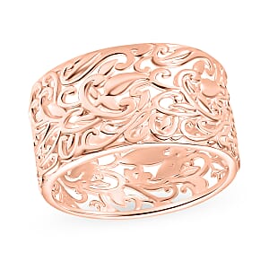 Filigree Band Ring in 18K Vermeil Rose Gold Over Sterling Silver (Size 12.0) 3 Grams
