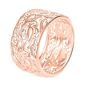 Filigree Band Ring in 18K Vermeil Rose Gold Over Sterling Silver (Size 12.0) 3 Grams