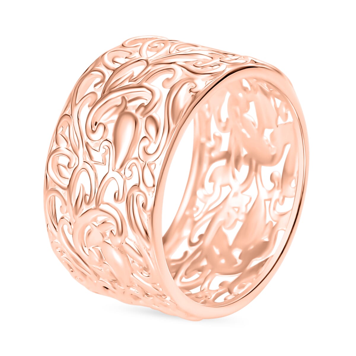 Filigree Band Ring in 18K Vermeil Rose Gold Over Sterling Silver (Size 4.5) 3 Grams image number 2