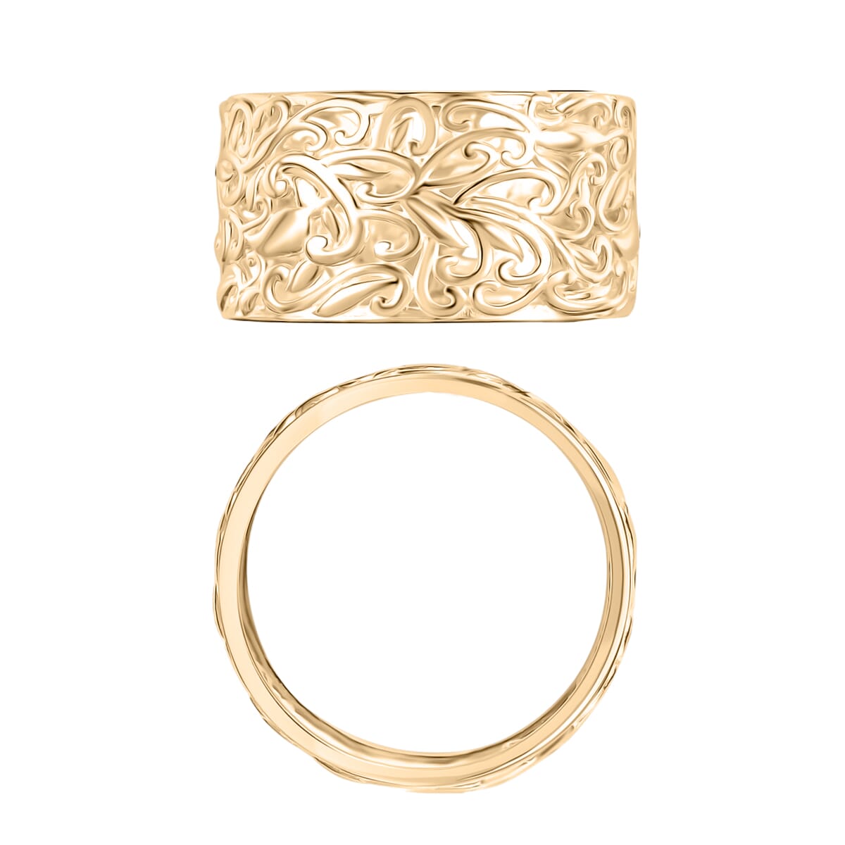 Filigree Band Ring in 18K Vermeil Yellow Gold Over Sterling Silver (Size 7.0) 3 Grams image number 3