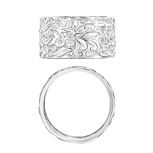 D'Joy Filigree Band Ring in Rhodium Over Sterling Silver (Size 11.5) 3 Grams