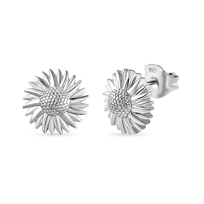 D'Joy Sunflower Earrings in 10K White Gold 4.65 Grams