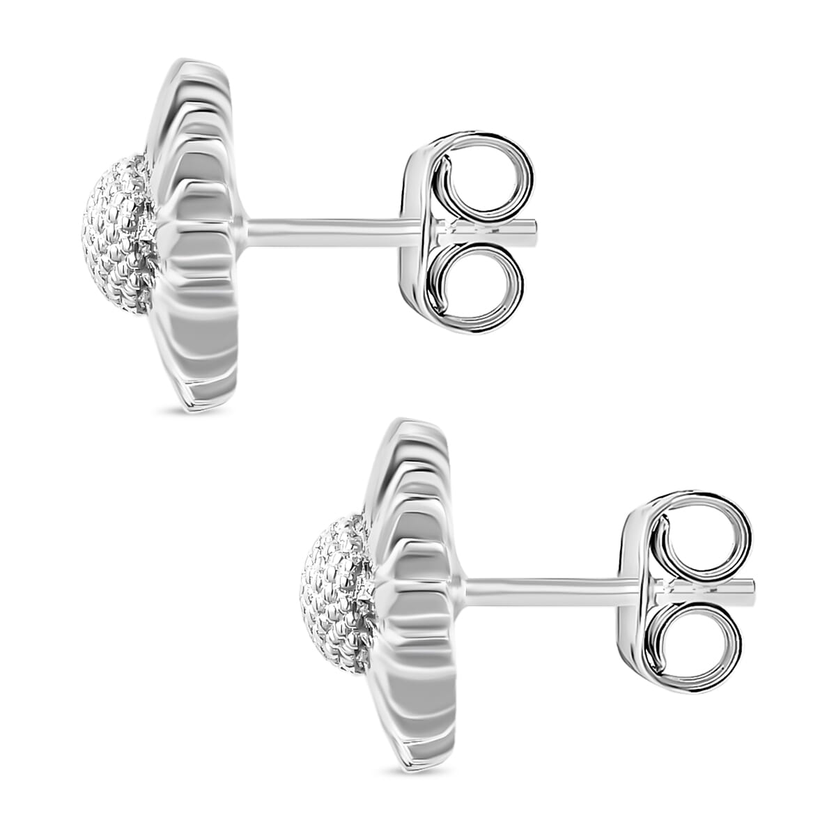 Sunflower Earrings in 10K White Gold 2.70 Grams image number 2