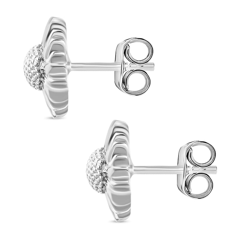 D'Joy Sunflower Earrings in 10K White Gold 4.65 Grams