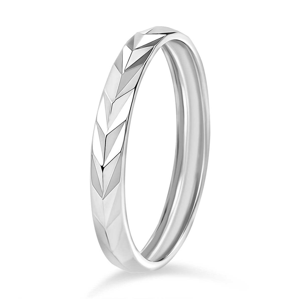 Diamond-cut Band Ring in 10K White Gold (Size 10.0) 2.50 Grams image number 2