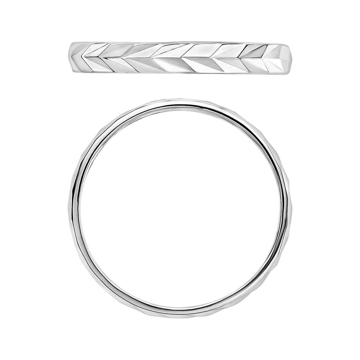 Diamond-cut Band Ring in 10K White Gold (Size 10.0) 2.50 Grams image number 3
