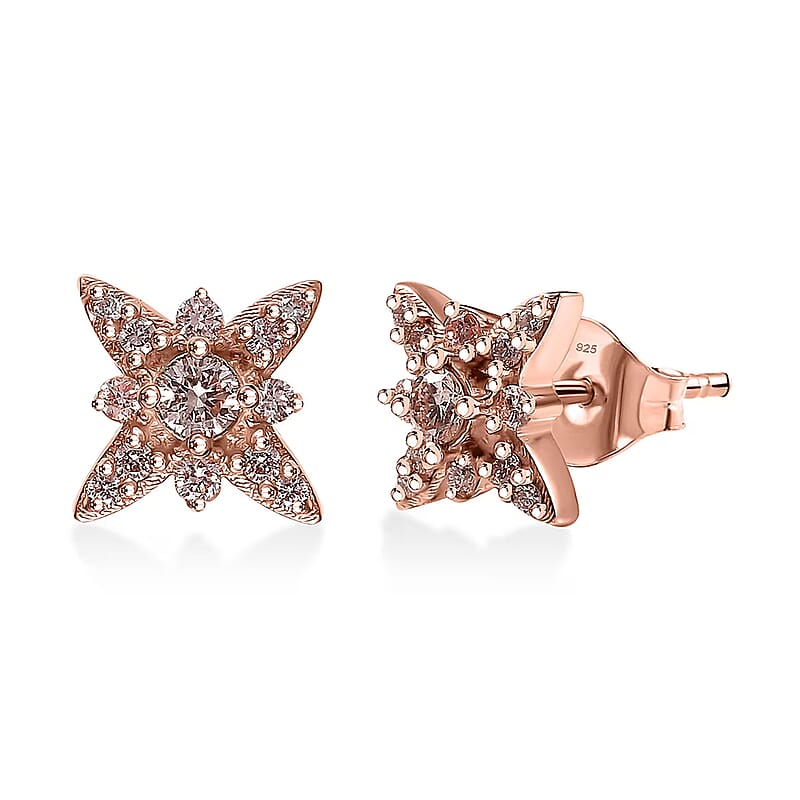 Luxuriant Lab Grown Pink Diamond (IR) VS 0.35 ctw Celestial Earrings in 18K Vermeil Rose Gold Over Sterling Silver