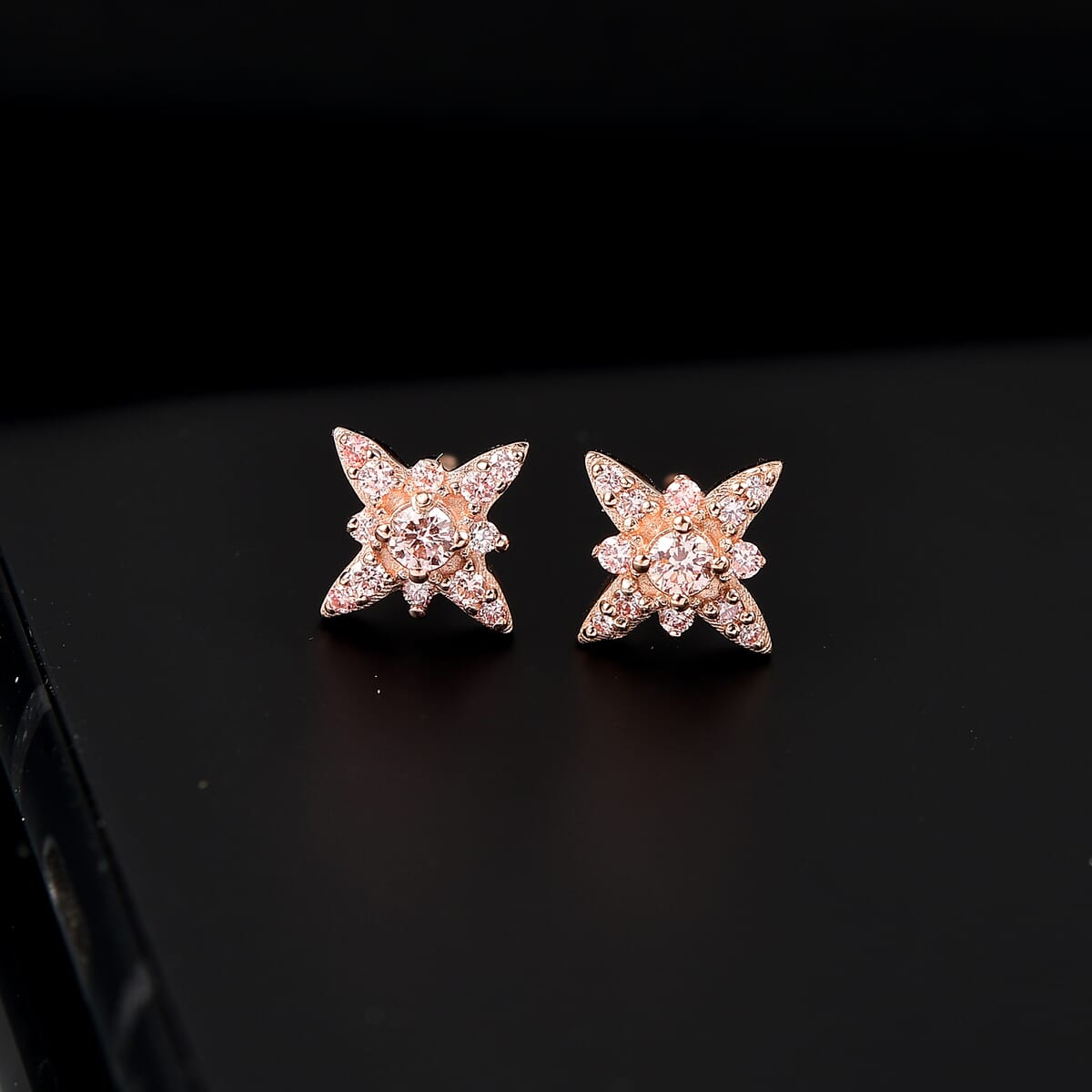 Luxuriant Lab Grown Pink Diamond VS 0.35 ctw Celestial Earrings in 18K Vermeil Rose Gold Over Sterling Silver image number 1