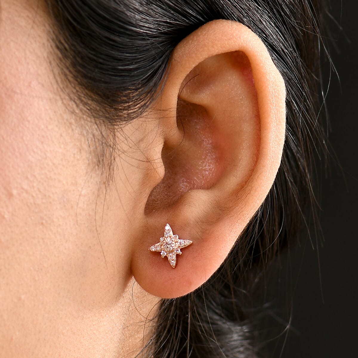 Luxuriant Lab Grown Pink Diamond VS 0.35 ctw Celestial Earrings in 18K Vermeil Rose Gold Over Sterling Silver image number 2