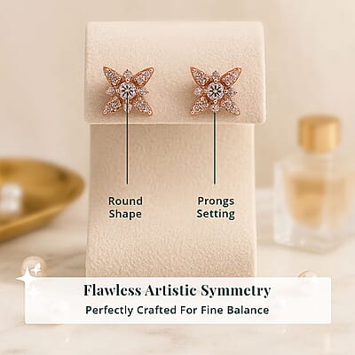 Luxuriant Lab Grown Pink Diamond (IR) VS 0.35 ctw Celestial Earrings in 18K Vermeil Rose Gold Over Sterling Silver