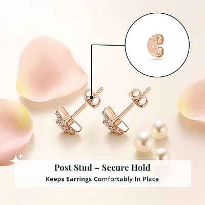 Luxuriant Lab Grown Pink Diamond (IR) VS 0.35 ctw Celestial Earrings in 18K Vermeil Rose Gold Over Sterling Silver