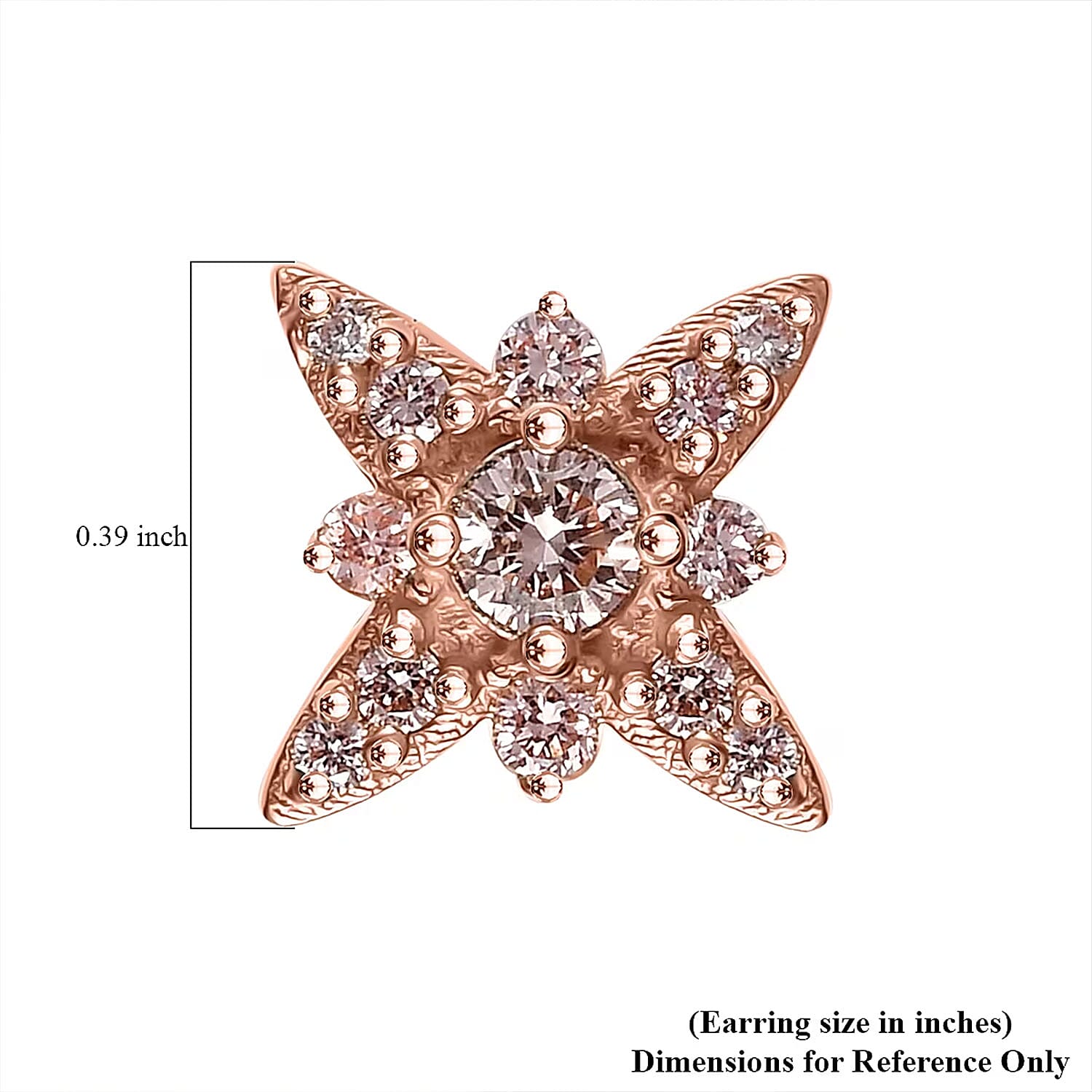 Luxuriant Lab Grown Pink Diamond (IR) VS 0.35 ctw Celestial Earrings in 18K Vermeil Rose Gold Over Sterling Silver
