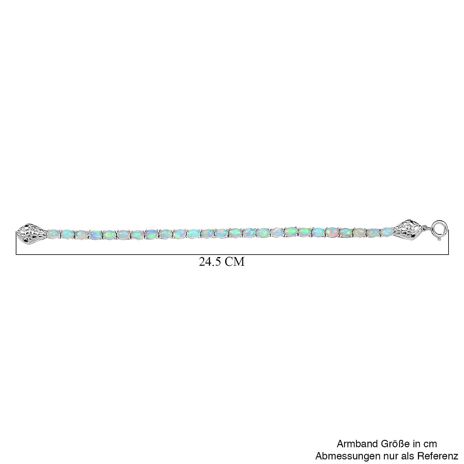 Ethiopian Welo Opal and Black Spinel 8.33 ctw Bracelet in Rhodium Over Sterling Silver (7.50 In)