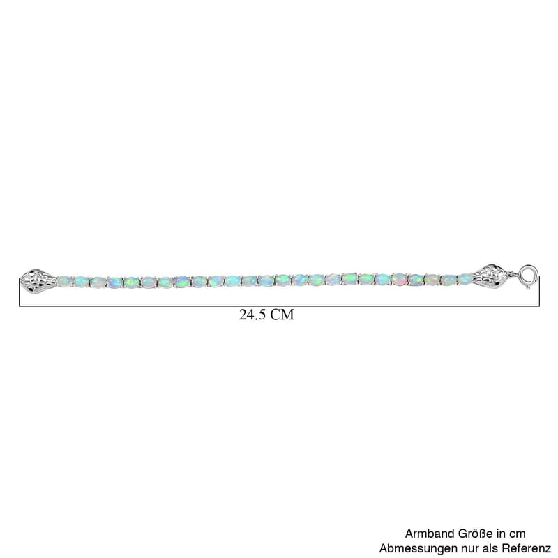Ethiopian Welo Opal and Black Spinel 8.33 ctw Bracelet in Rhodium Over Sterling Silver (7.50 In)