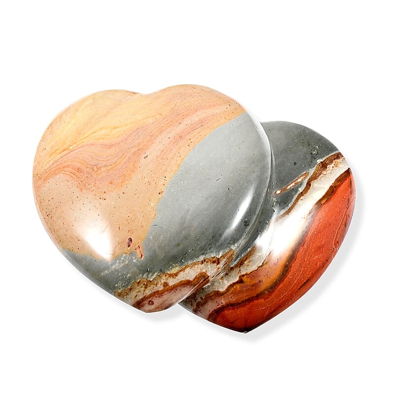 Multi Jasper Double Heart -L Approx 4535ctw