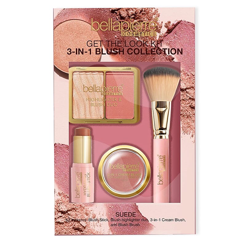 Bellapierre Get The Look Blush Edition (Blush Stick, Highlighter Duo, Cream Blush, & Brush)-Suede