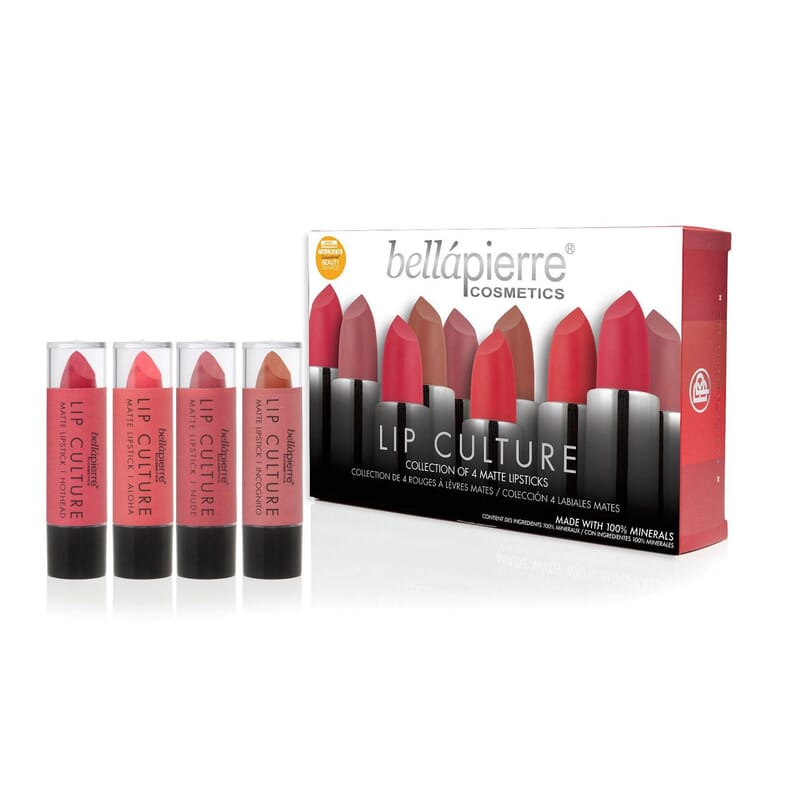 Bellapierre Lip Culture Collection of 4 Matte Lipsticks- Red Nude